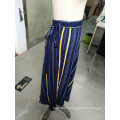 Spring Stripe Contrast Color Bowknot Elegant Ladies Long Skirt